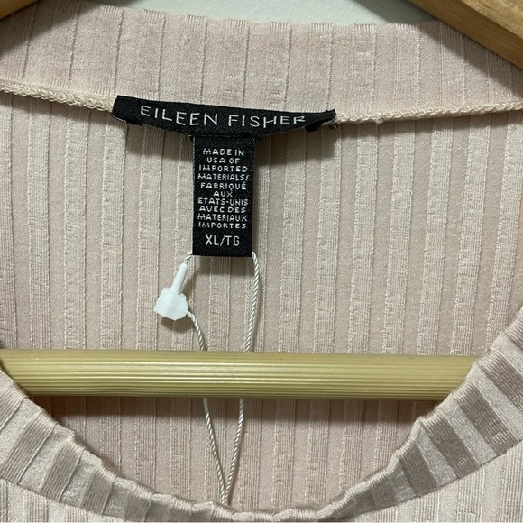 Eileen Fisher Tencel Ribbed Sleeveless Top XL Crew Neck Blush Pink NWT - Picture 4 of 8